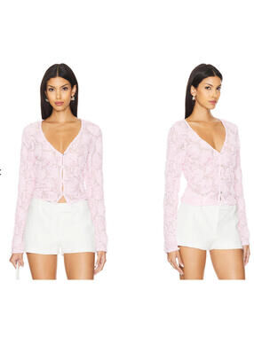 Show Me Your Mumu Maxene Top rosette mesh pink fabric floral SIZE S NWT $138msrp